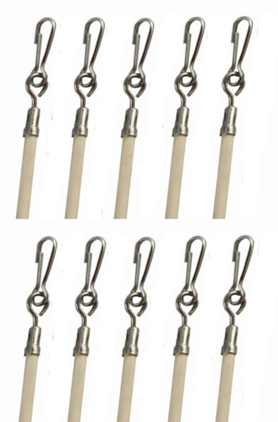 29 Almond Vinyl Coated Steel Drapery BATONS with Stainless Steel Hooks  (10-Pack)